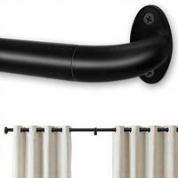 Tringle à rideaux moderne en fer noir robuste de 25 mm, télescopique et réglable, avec supports