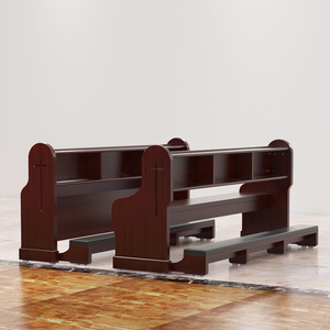 Panca in Legno Massello per Chiesa con Cuscino per Piegarsi in Ginocchio, per Sala di <span class=keywords><strong>Preghiera</strong></span>, Luoghi Religiosi, Celebrazioni Eucaristiche - Product Image 3