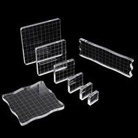 Forme personnalisée bloc de timbres acrylique transparent clair ensemble d'outils de tampons de décoration transparents avec lignes de grille