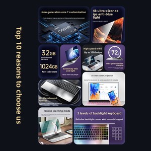 卸売 15.6インチ Intel Core-i7 PC Win11 ノートパソコン 1024GB コンピューター 中国工場 格安ノートパソコン デスクトップ ゲーム ビジネス オフィス向け - Product Image 6