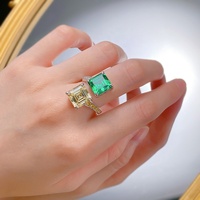 Zircon cubique forme carrée émeraude coupe anneau 925 en argent Sterling fête anneaux de mariage bijoux femmes cadeau
