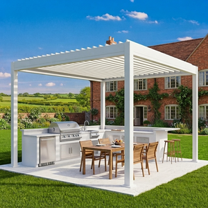 Pavillon de jardin de luxe en aluminium à toit rigide, robuste, pour cuisine BBQ, fêtes, loisirs et divertissements en extérieur, pour patio et jardin - Product Image 5