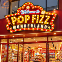 Enseigne lumineuse LED personnalisée avec ampoules, logo 3D éclairé pour devanture de magasin, enseigne commerciale pour boutique, commerce de détail, restaurant