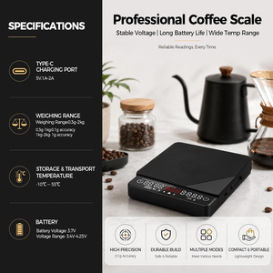 Balance à café numérique haute précision avec minuteur 0,1g, rechargeable Type-C pour expresso, pour le café filtre et le brassage manuel - Product Image 5