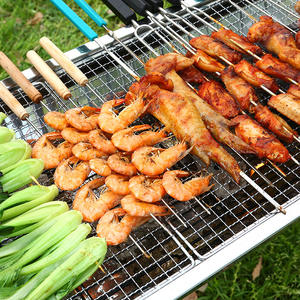 Barbecue portable en acier inoxydable 73x33.5x70cm, barbecue au charbon de bois d'extérieur avec support de rangement pour usage domestique - Product Image 3