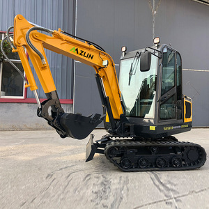 Mini-excavatrice sur chenilles AZLIN jaune de 3,5 tonnes, compacte, avec bras hydraulique et système de chenilles - Product Image 1