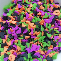 1KG DIY kerajinan Slime Sprinkles Halloween oranye hijau ungu hitam kelelawar campuran polimer tanah liat penyiram irisan
