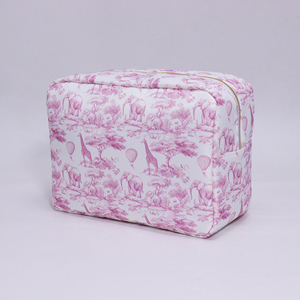 Trousse de Maquillage Rose en Nylon Imprimé Animaux Sauvages Personnalisée pour Femme, Pochette de Voyage Imperméable à Fermeture Éclair pour Cosmétiques - Product Image 2