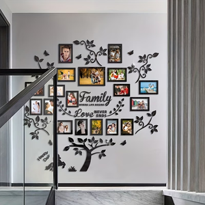 <span class=keywords><strong>Cadre</strong></span> <span class=keywords><strong>photo</strong></span> en acrylique avec motif arbre et gabarit pour photos suspendues, décoration intérieure, design auto-adhésif, facile à installer - Product Image 2