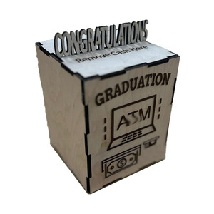 Caja de regalo de graduación de madera transfronteriza personalizada, hucha grabada, dibujo de dinero, accesorios de decoración para fiestas, artesanías de madera, carteles de pared - Product Image 5
