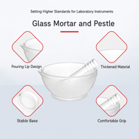 Klarer, dickwandiger Glasmörser aus Borosilikatglas (60mm bis 180mm) mit stabiler Basis für Chemielabore – Glasmörser und Stößel