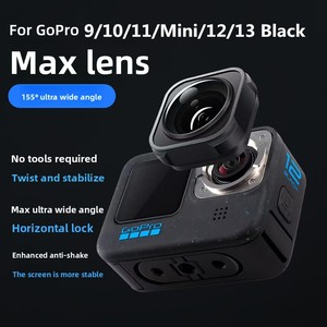 155 °   Lente FOV MAX para <span class=keywords><strong>GoPro</strong></span> Hero 9/10/<span class=keywords><strong>11</strong></span>/<span class=keywords><strong>MINI</strong></span>/12/13, Accesorio para Cámara Deportiva Sumergible, Estabilización HyperSmooth - Product Image 4