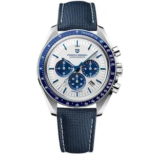 PAGANI DESIGN 2022 New Moon Men's Watches 1701 Luxury Quartz Watch Men Automatic Sport Chronograph Silicone Strap Wrist Watches