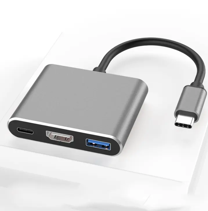 3 in 1 USB-C Type-c-USB 3.0 PDHDMIアダプター (ラップトップコンバーター用) HDMI互換4K