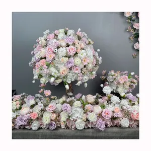 웨딩 피로연 장식 꽃꽂이 핑크 꽃 공 중심