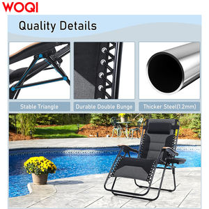 كرسي مستلق للعشب والتخييم في الحديقة من WOQI قابل للضبط مع عدم وجود جاذبية كرسي قابل للطي مع مسند للرأس وحامل للأكواب - Product Image 5