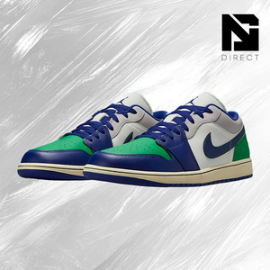 Air Jordan 1 Low 'rare Air' Zapatillas de Baloncesto Casuales con Cordones Estilo Walking en Cuero Azul Rey y Verde - Product Image 2