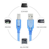 Kabel Data Printer USB2.0 tipe A Male ke tipe B Male berlapis nikel biru Kabel Printer AM ke BM USB 2.0 Kabel Printer untuk pemindai Printer
