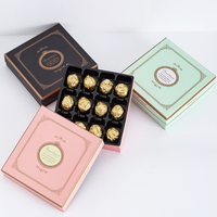 Impression personnalisée de luxe mini cookie chocolat truffe doux rigide magnétique 3 pièces boîte-cadeau emballage avec fenêtre en plastique transparent