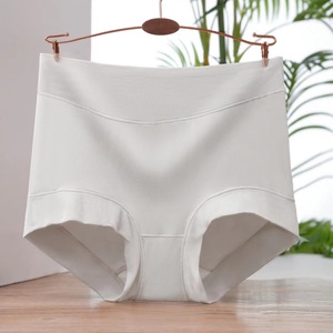 Ropa interior de cintura alta para mujer, talla grande, entrepierna, Color sólido, algodón, vientre, cadera, punto al por mayor - Product Image 3