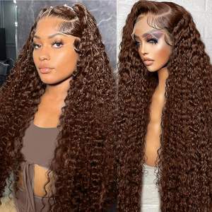 Pelucas de Cabello Humano Pre-Arrancadas de 180% de Densidad, 30 Pulgadas, Ondas Profundas Marrones, con Encaje Frontal HD 13x6 y Línea de Cabello, para Mujeres - Product Image 3