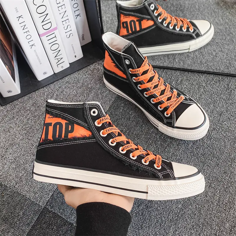 2022 New arrived hot selling high top casual sneakers original designer black high-cut custom wholesale fashion canvas shoes