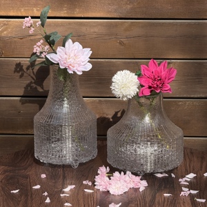 Jarrón de Vidrio Tallado <span class=keywords><strong>a</strong></span> Mano con Relieve de Cristal, Jarrón Grande y Resistente con Base para Mesa de Comedor, Cocina, Oficina y Hogar - Product Image 4