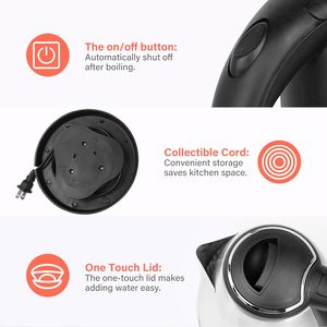 กาต้มน้ำไฟฟ้าไร้สายขนาด 1.8 ลิตร สแตนเลส พกพาสะดวก ใช้งานง่าย - Product Image 4