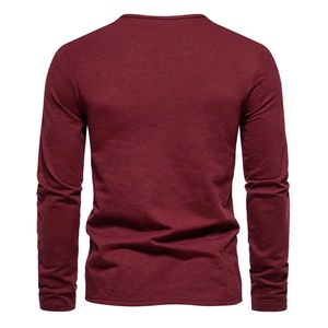 Camiseta de Manga Larga para Hombre, Corte Ajustado, Informal, de Poliéster/Algodón, Transpirable, de Secado Rápido, con Bordado/Estampado Personalizado, Cuello Redondo, Color Sólido - Product Image 3