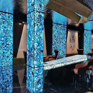 Hoja de mármol de ónix azul a buen precio, losa de ágata azul Natural para Barra de ónix, Fondo de pared superior, losa compuesta de ágata azul - Product Image 4