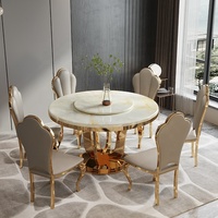 Ensemble Table Ronde Pivotante et Chaises de Luxe en Marbre Moderne, Prix de Gros Usine Chinoise, pour Hôtels DTY002