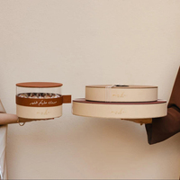 Boîte cadeau Ramadan en cuir faite à la main, vide, pour chocolats, bonbons, emballage alimentaire, boîte de présentation ronde à double couche, boîte de rangement pour barres chocolatées