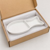Assiette en mélamine en forme de poisson à 2 compartiments, plateau de service alimentaire