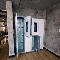 Armoire de rangement moderne à six portes en plastique ABS, panneaux solides, meuble de maison pour vêtements, idéale pour chambre ou salon