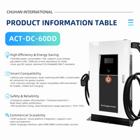 Chargeur rapide DC intelligent 60 kW pour véhicules électriques, borne de recharge pour véhicules utilitaires électriques, montage au sol, interface TYPE 2, IP54, RFID