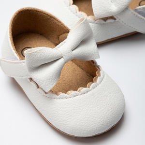 Suela de <span class=keywords><strong>goma</strong></span> plana bebé niñas vestido princesa niño Mary Janes arco nudo primer andador zapatos de Fiesta infantil - Product Image 6