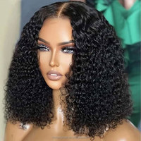 Perruque frontale en dentelle 13*4 de 16 pouces en cheveux humains vierges bruts cambodgiens haute densité, super double drawn, bouclés crépus, pour revendeurs