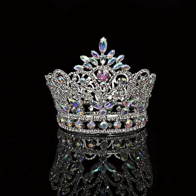 Adult Custom Crystal Full Round Crown Beauty Tiara