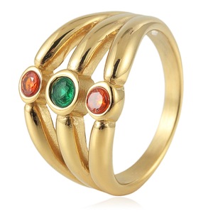 yunnique <b>Titanium</b> Steel Hollow Gemstone <b>Ring</b> Gold Bezel Setting Flower Shape Unisex Jewelry Gift 210109 - Product Image 1