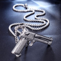 Collar de Cadena con Colgante de Pistola para Hombre, de Acero Inoxidable, Chapado en Oro y Plata, de Lujo y Moderno, Regalo de Aniversario