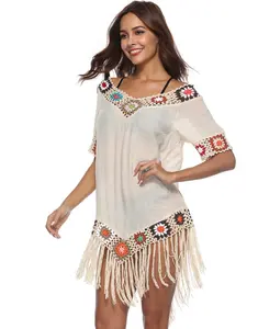 Sexy Strand Jurk Witte Gehaakte Gewaad Dames Zwemkleding Beachwear Bikini Cover Ups