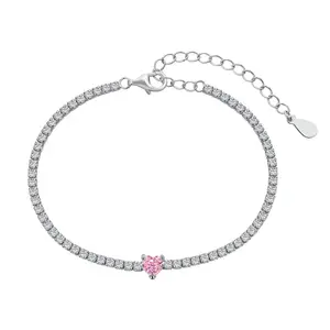 Charm Schmuck Zubehör S925 Silber Rhodiniert 5A Grade Zirkonia Classic Tennis Armband Armreifen für Frauen