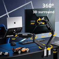 Support d'écran double à bras robotisé pour ordinateur de bureau, base universelle à double bras, support cantilever pour écran
