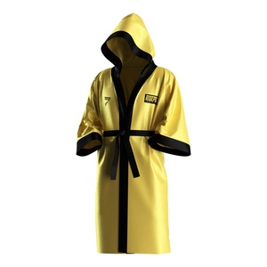 Robe de boxe et de sports de combat jaune, élégante et brillante, unisexe, pour entrée sur le ring - Product Image 1