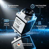 Cámara Industrial a Color Basler 2a2A5320-23ucBAS de 5.3MP USB3.0, 23fps, Plug&Play, Sensor de Visión Compacto Alemán para Inspección y Automatización