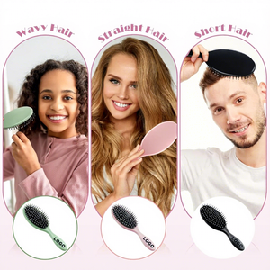 Brosse démêlante personnalisable avec logo, brosse à cheveux réglable en plastique pour démêlage à sec et humide, ensemble de brosses de voyage à poils doux - Product Image 3