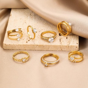 Bague géométrique simple en diamant plaqué or 18 carats pour femme, bijoux à succès - Product Image 3