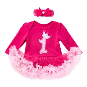 Baby Spring Cotton Solid Color Langärmliges Hakama-Kleid Zweiteiliger Anzug 0-2 Jahre altes Mädchen Kleid Baby Designer Kleidung