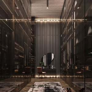 Armoire de chambre à coucher de style minimaliste moderne, de luxe, avec dressing, armoire professionnelle sur mesure avec porte en verre - Product Image 1