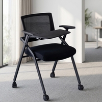 Chaise pliante moderne en maille avec accoudoirs fixes pour salle de conférence et usage scolaire